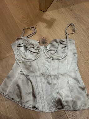 House of CB Satin Bustier Top in Champagne